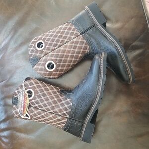 Justin Kids Leather Western Work Boots Square Toe 4618JR Size 3D